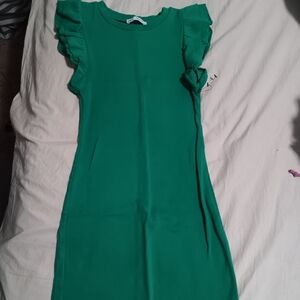 Zara Green Ruffle Dress Size Small